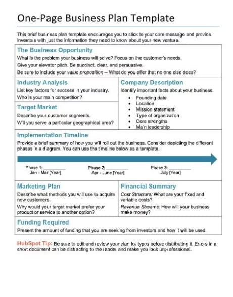 one-page-business-plan-template