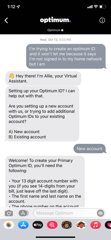 SMS chatbot examples: optimum 