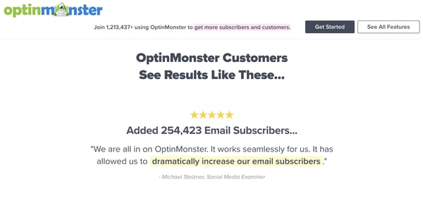 OptinMonster's Case Study Testimonial