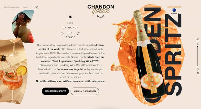 homepage of the orange website chandon gardon