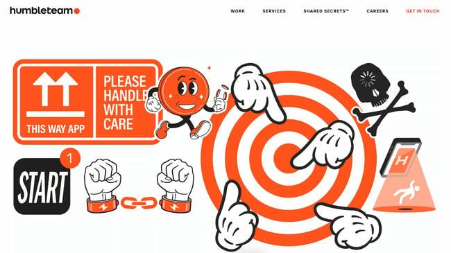 homepage of the orange website humbleteam