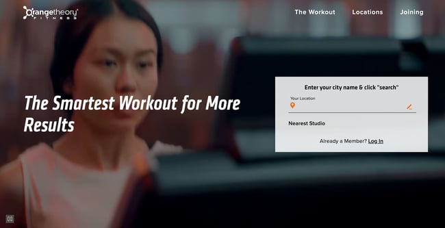 homepage of the orange website orangetheory fitness