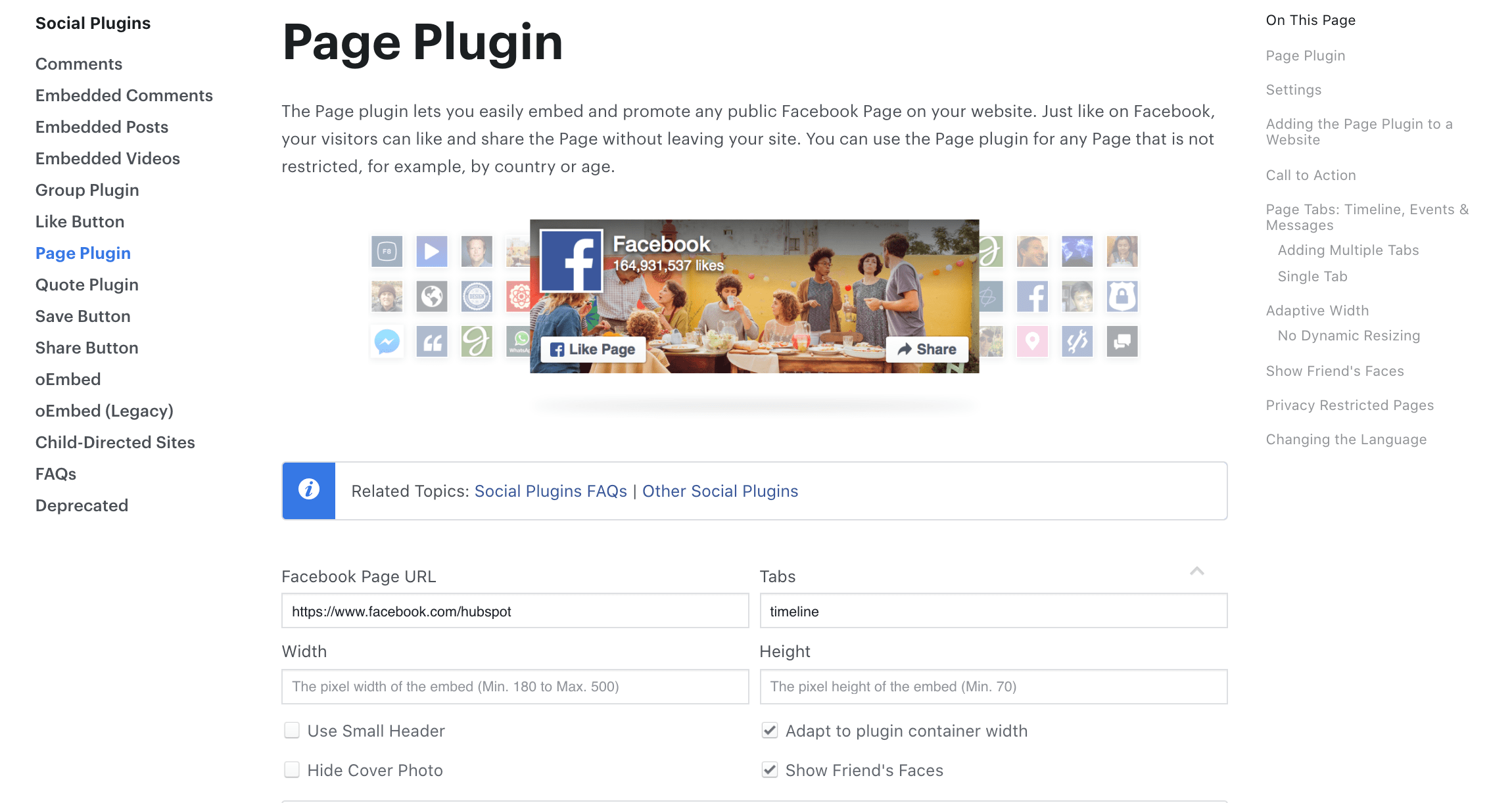 facebook developer page plugin