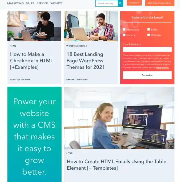 Blog listing page layout