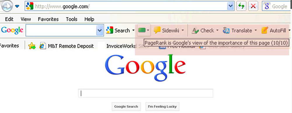 The PageRank toolbar 