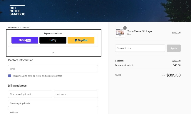 Payment gateway with checkout buttons