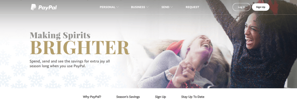 paypal holiday homepage