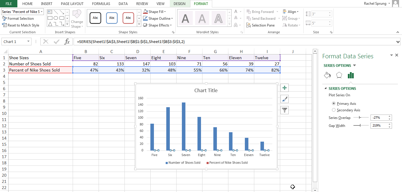 excel for mac graph two vertical axes