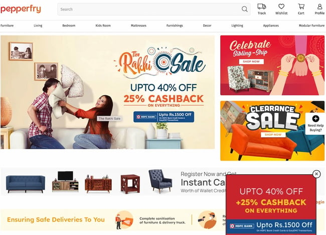 Omni-channel marketing example by Pepperfry