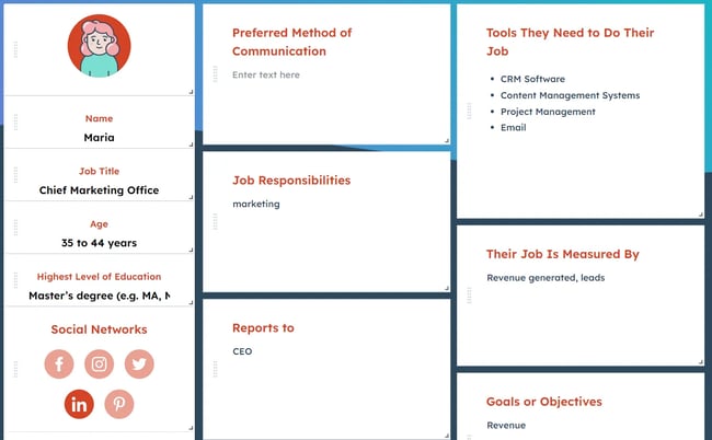 small business tool hubspot persona maker screenshot