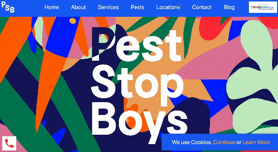 Pest Stop Boys uses dynamic cursors to create a fun, playful site.