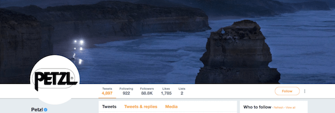 Cool Twitter header image by Petzl