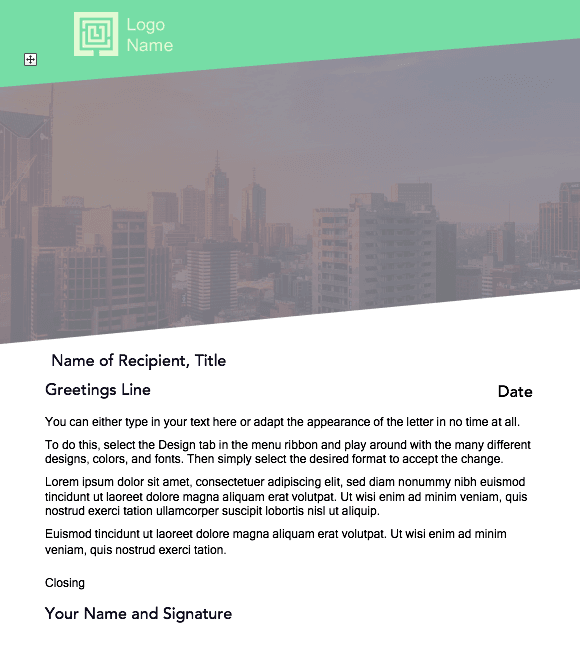 cover letter template:Photo letterhead cover letter by Microsoft Office