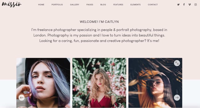 photography website templates, Missio