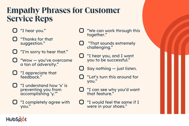 empathy in customer service, phrases to say