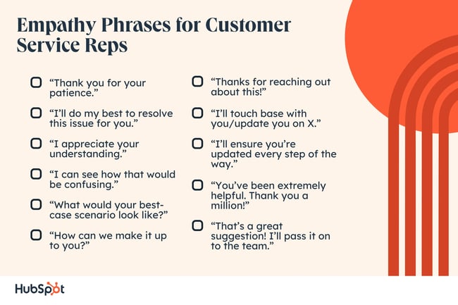 empathy in customer service, phrases to say