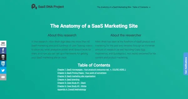 Pillar page on the anatomy of a SaaS Marketing Site by ProfitWell