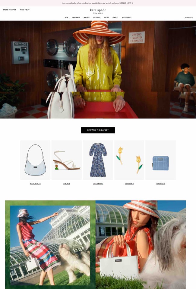 Kate Spade’s website is an example of pink and green pairings to give a luxury feel.