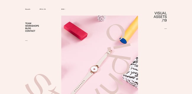 Stuuudio's site utilizes pink, however has a mostly monochromatic appearance