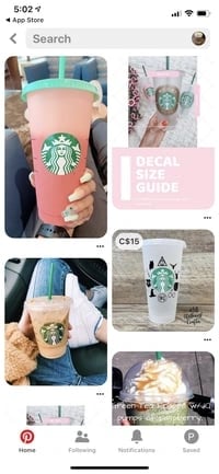 Pinterest Lens search results showing photos of coffee cups