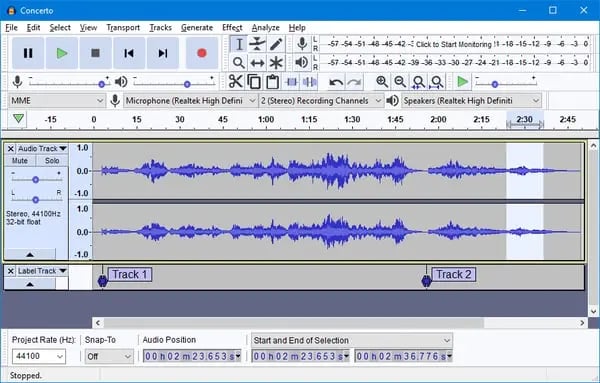 Audacity editing software for podcasts.