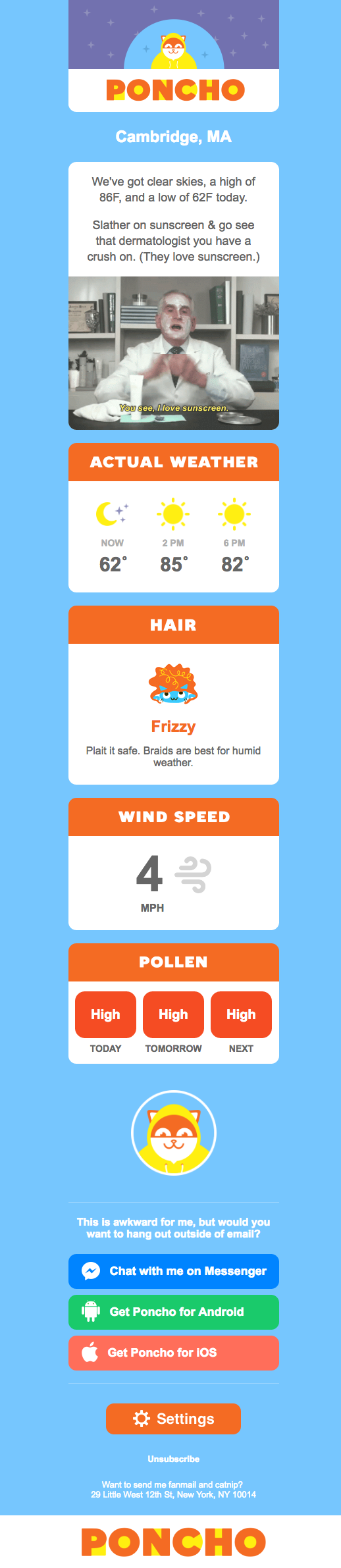 Email marketing campaign with a custom weather forecast by Poncho