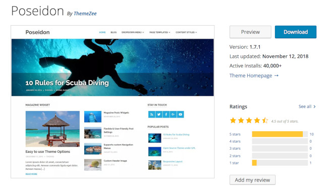 poseidon wordpress blog theme