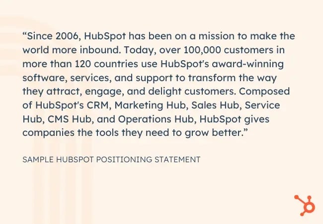 Positioning Statement Example: HubSpot