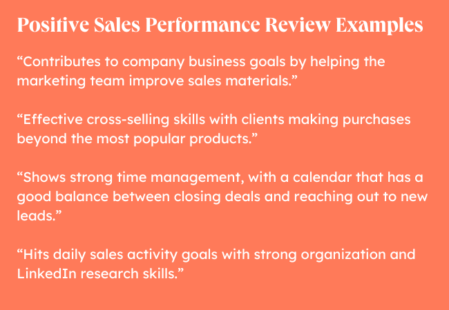 Sales Performance Review Examples: Positive