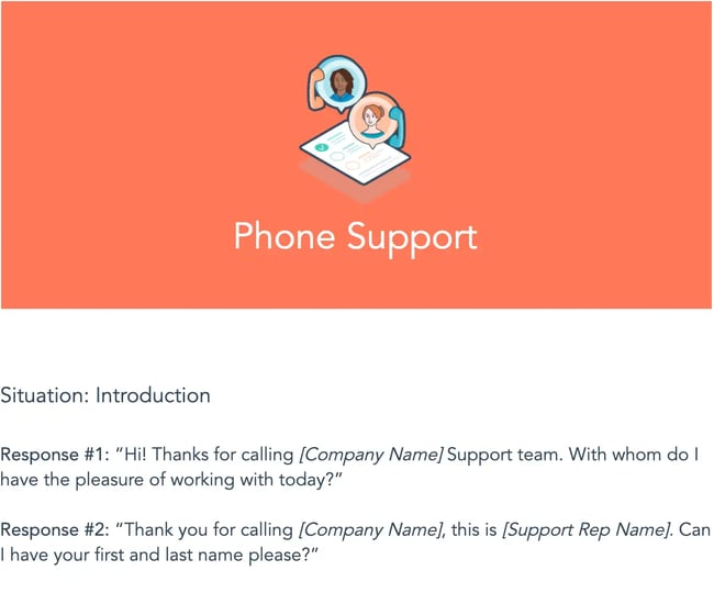 Phone Support script from HubSpot
