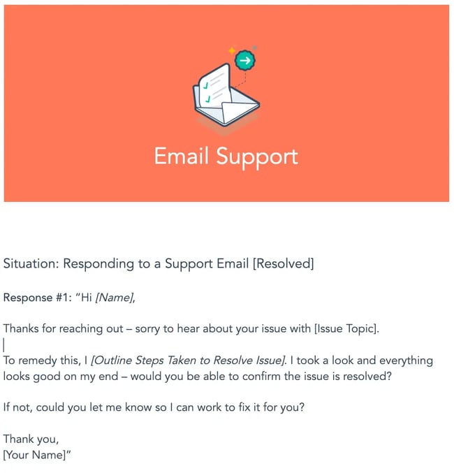 email support script from HubSpot