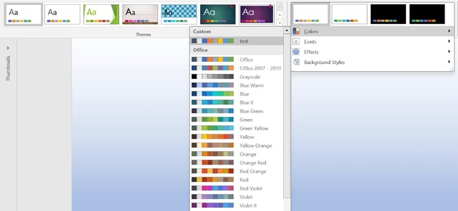 PowerPoint color palette