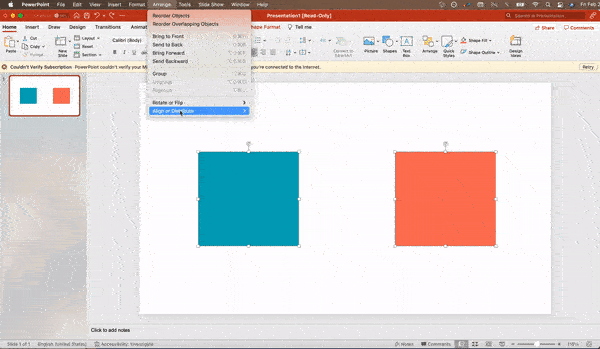 powerpoint presentation: aligning objects