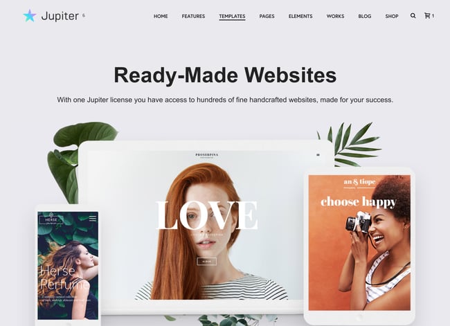 product page for the premium wordpress theme Jupiter