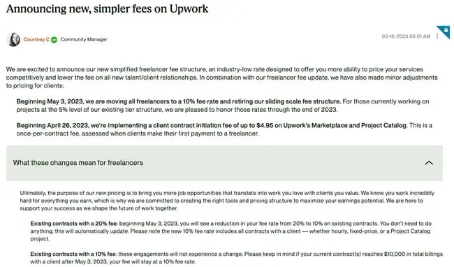 price increase letter: upwork