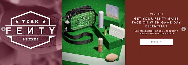 Product category examples: Fenty Skin Game Day