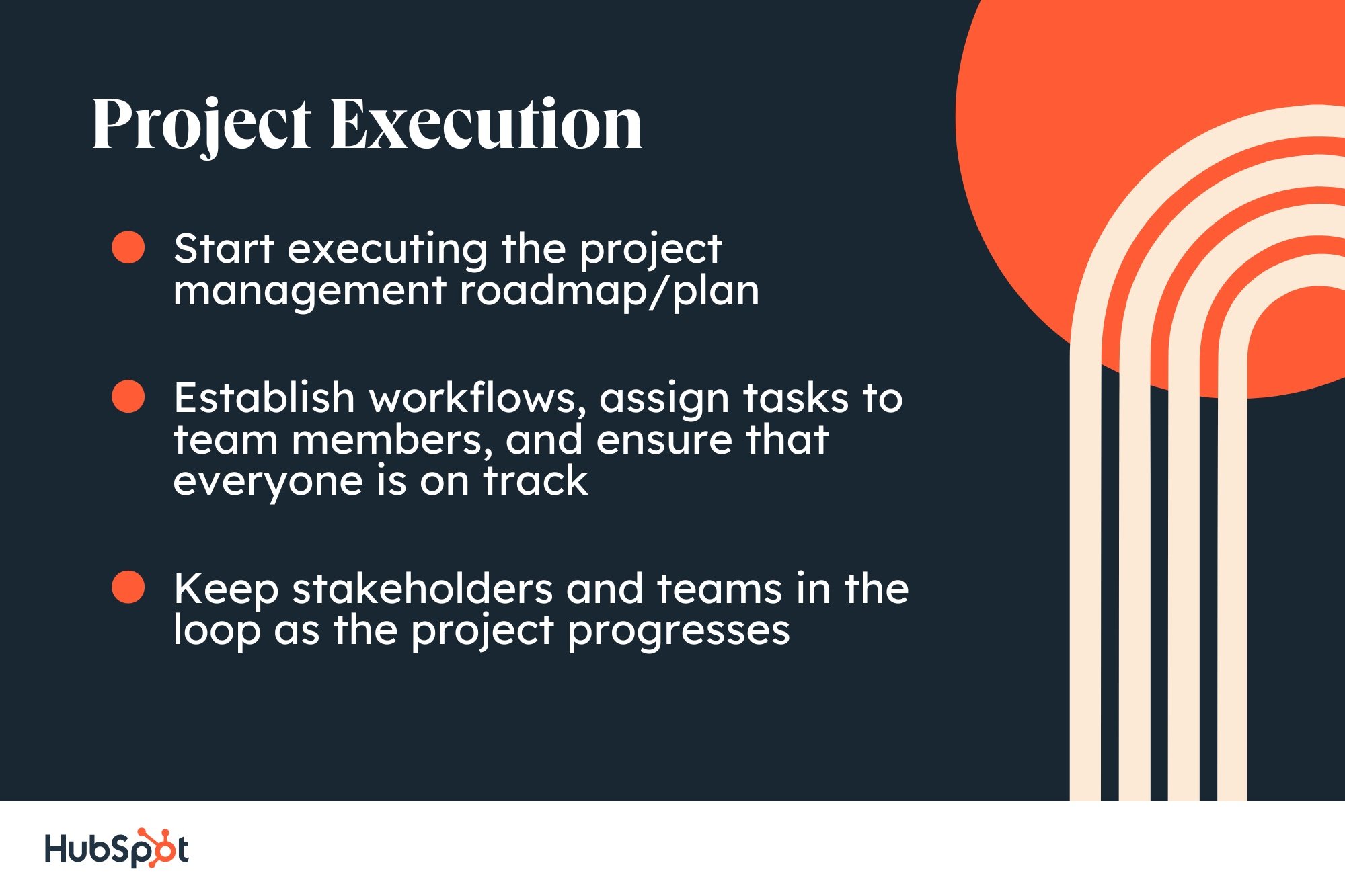 Graphic showing key takeaways from step three of project management