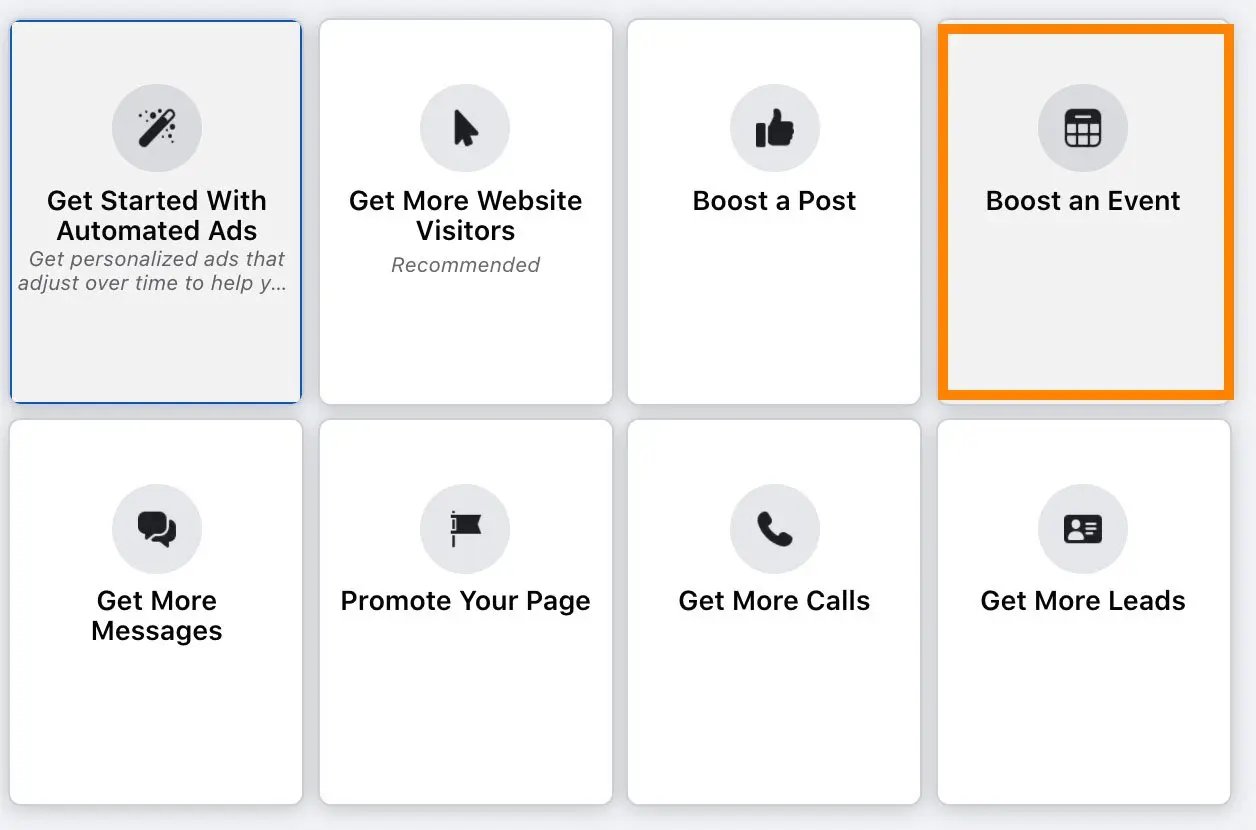 Facebook's "Boost an Event" button