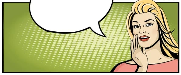 comic book graphic of woman talking
