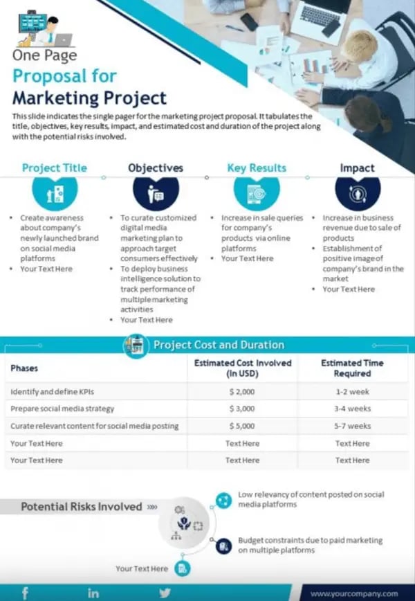 SlideTeam Marketing Proposal (One-Page Infographic): example of a marketing proposal template