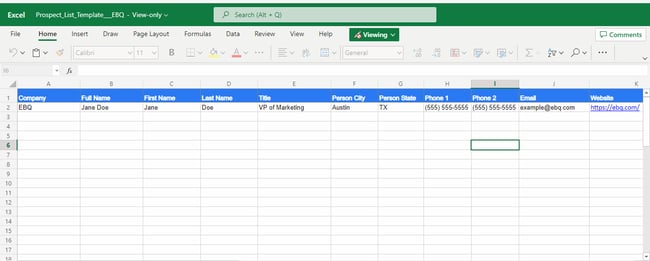 microsoft excel templates: prospects