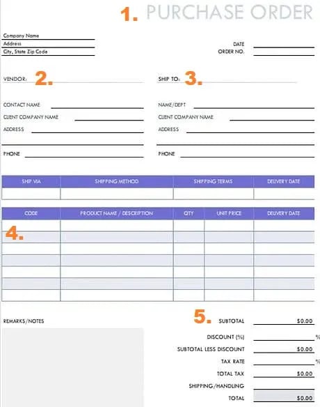 sample purchase order form format