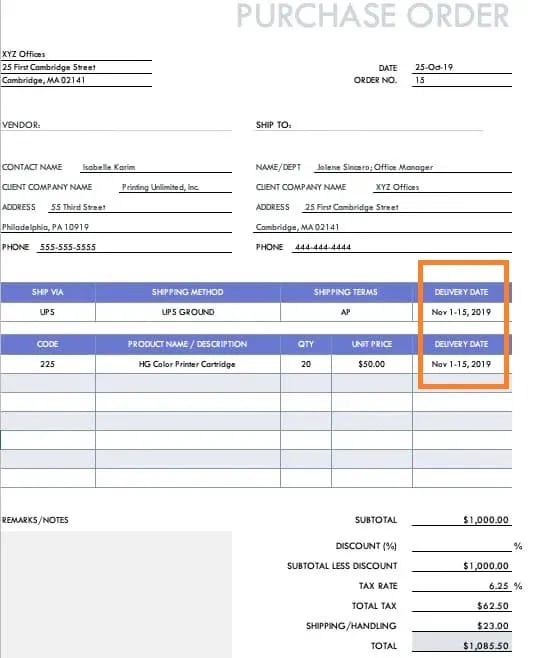  planned purchase order