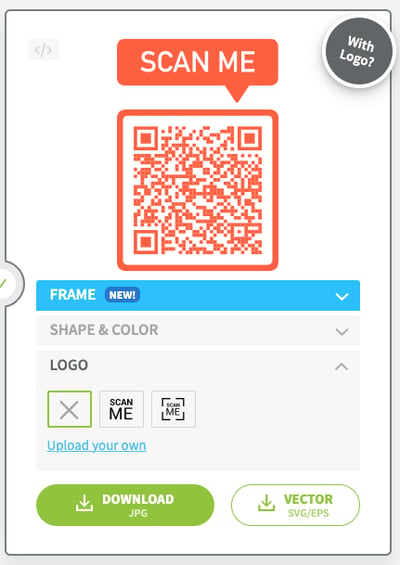 how to create a qr code: customize frame