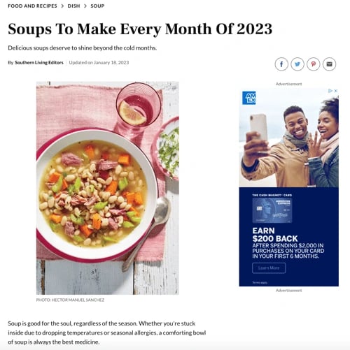 listicle, soups by the month on southern living