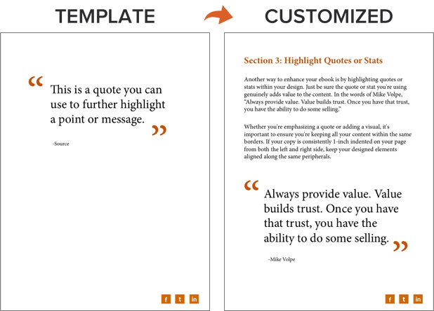 an illustration of a highlighted quote connected an ebook template
