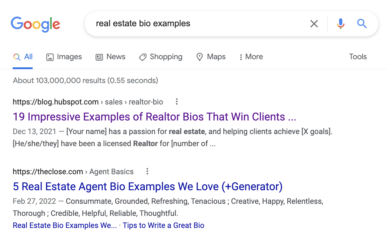 real estate search results