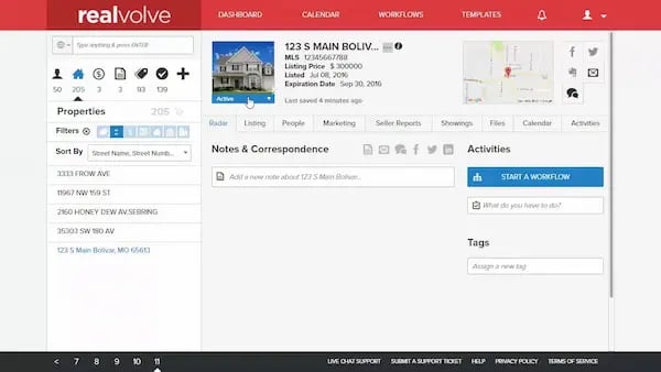 Realvolve real estate CRM in property view