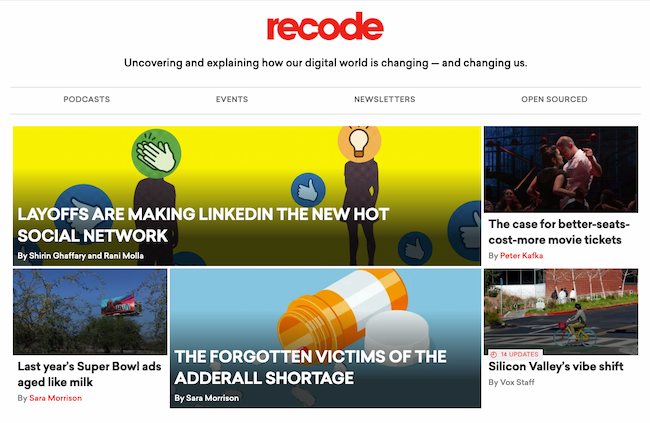 Blog design examples: Recode