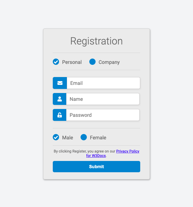 Templates регистрация. Registration form.